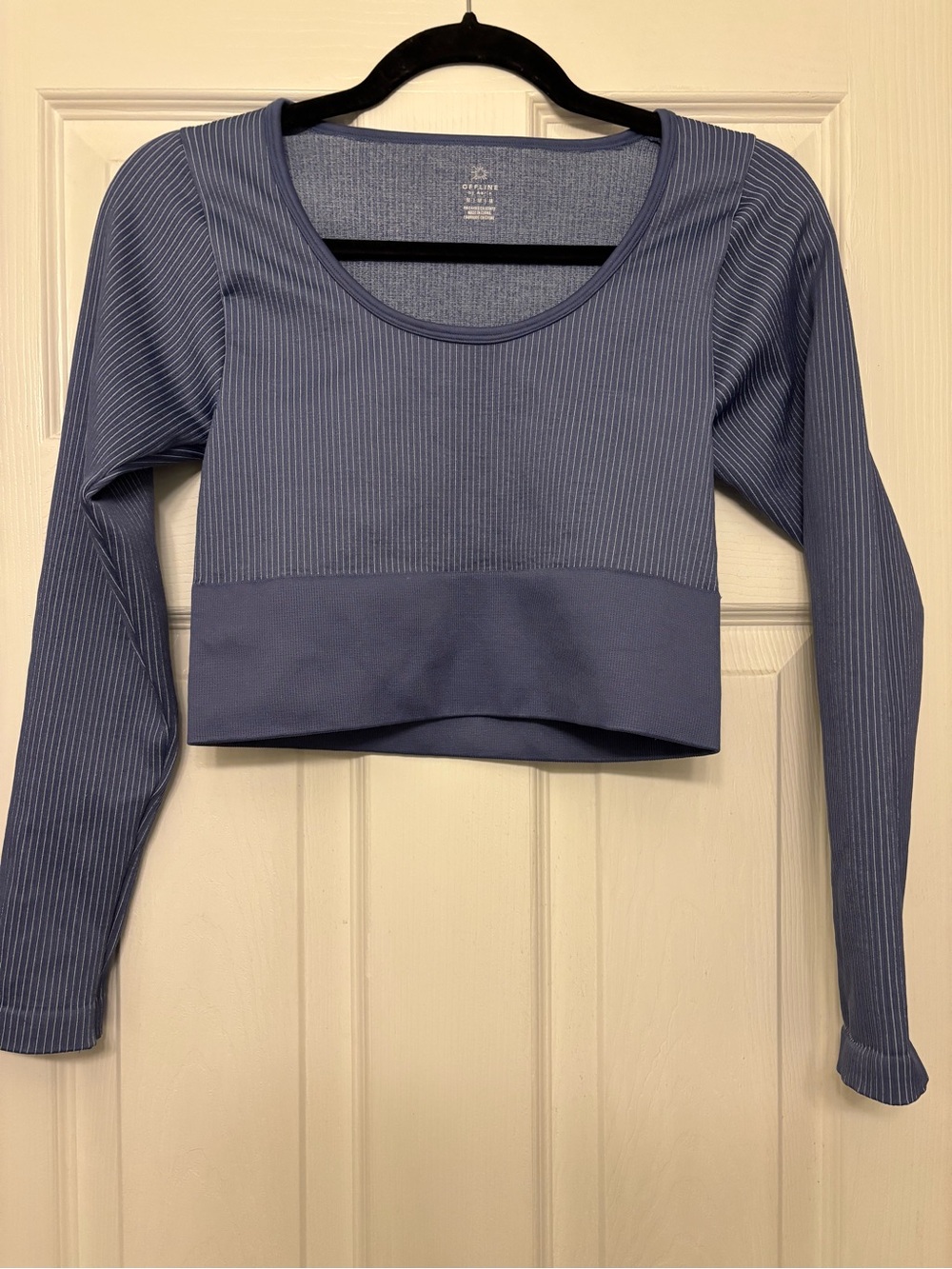 Aerie Blue Long-Sleeve Ribbed Crop Top